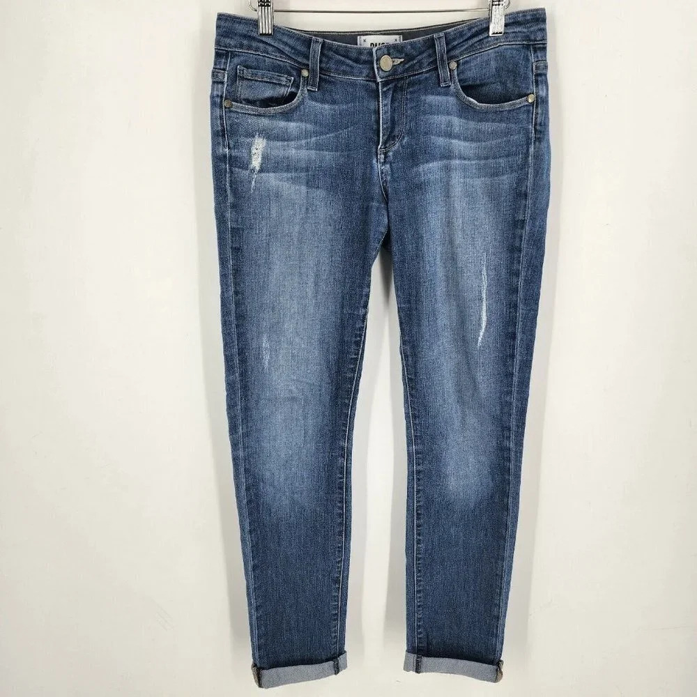 PAIGE Women's Jimmy Jimmy Skinny Mandi Destruction Medium Wash Jeans Size 25